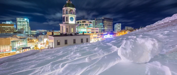 Halifax-Town-Clock-in-the-Winter-Night