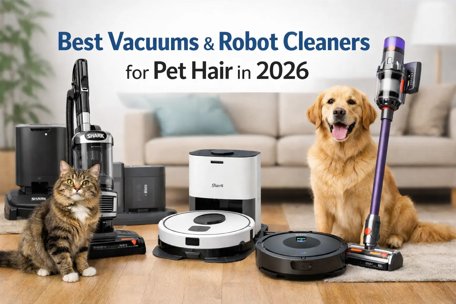 best-pet-hair-vacuums-robots-2026-shark-dyson-roomba-us-canada Best vacuums and robot cleaners for pet hair in 2026 featuring Shark, Dyson, and Roomba for US and Canada pet owners