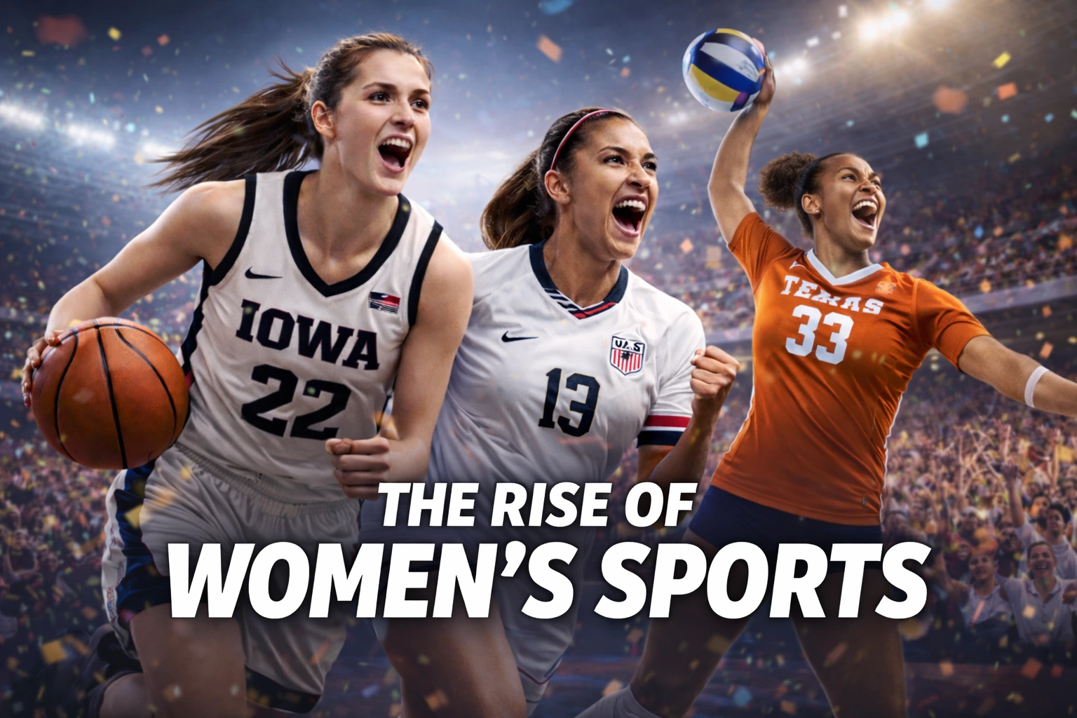 rise-womens-sports-caitlin-clark-alex-morgan-logan-eggleston Caitlin Clark, Alex Morgan, and Logan Eggleston in action highlighting the rise of women’s sports in North America