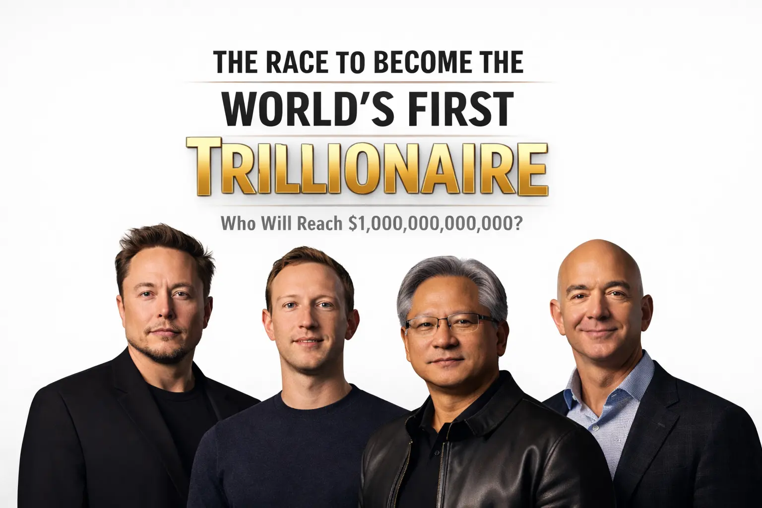 Elon Musk, Jeff Bezos, Mark Zuckerberg, and Jensen Huang in the race to become the world’s first trillionaire