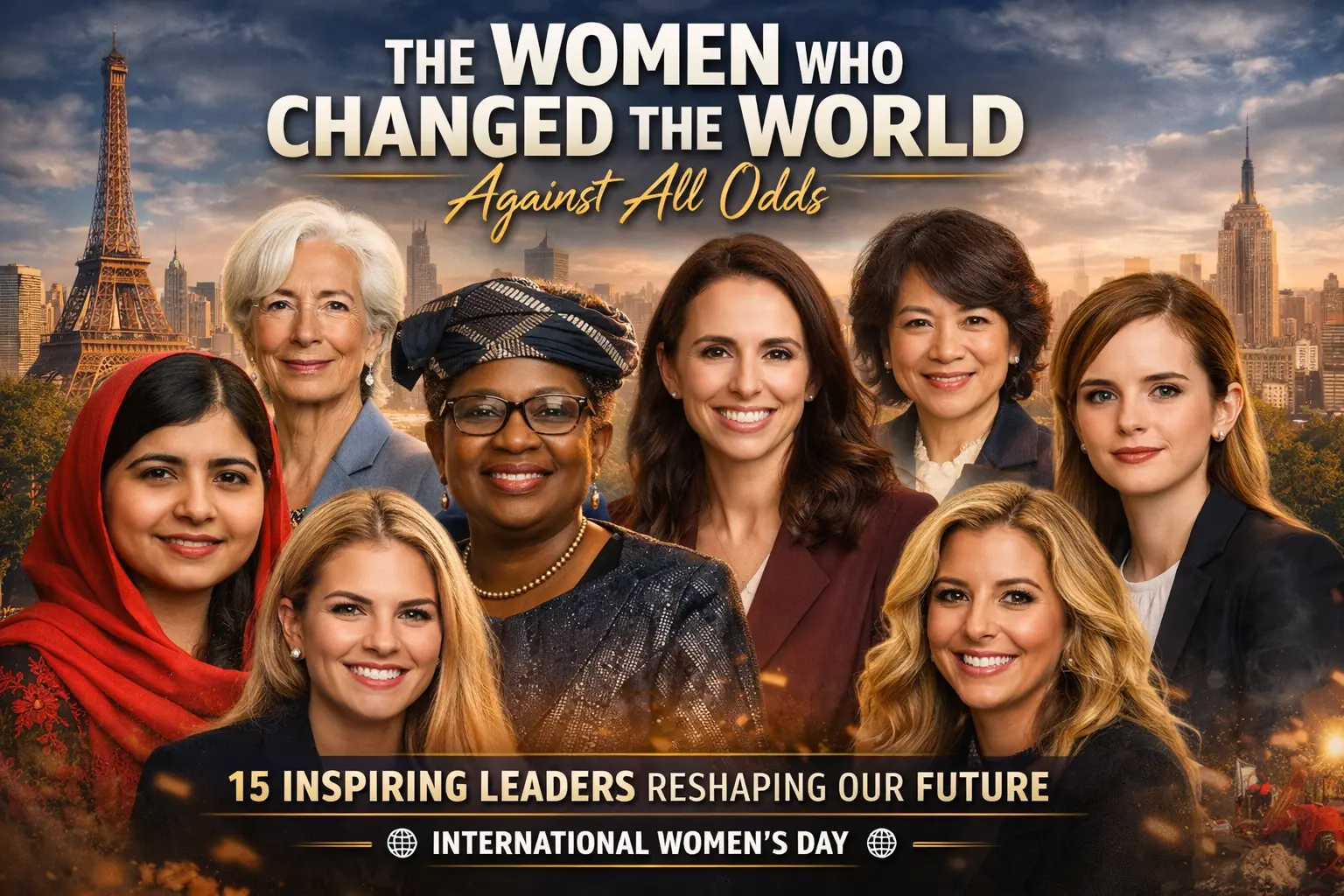 international-womens-day-global-women-leaders-inspiration Global collage of inspiring women leaders from different countries celebrating International Women's Day