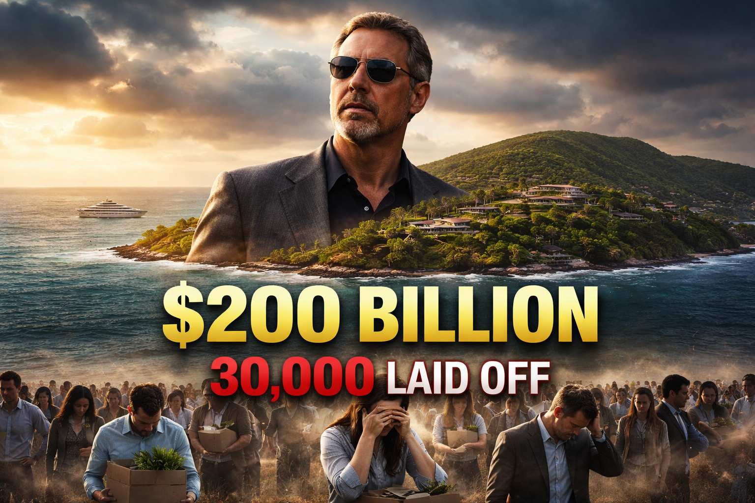 Larry Ellison overlooking Hawaiian island as 30,000 Oracle employees are laid off amid rising profits and AI expansion