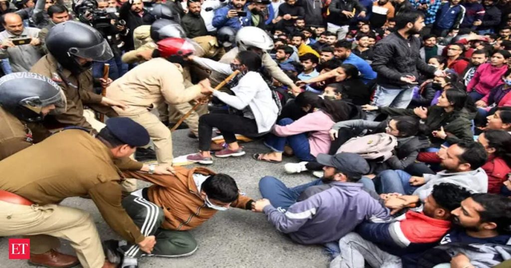Protest erupt by students in India over paper leak.